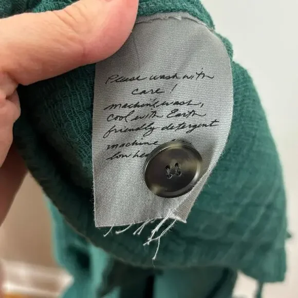 Raquel Allegra size 1 Small Green Cotton Gauze Anorak Jacket button relaxed - Picture 9 of 11